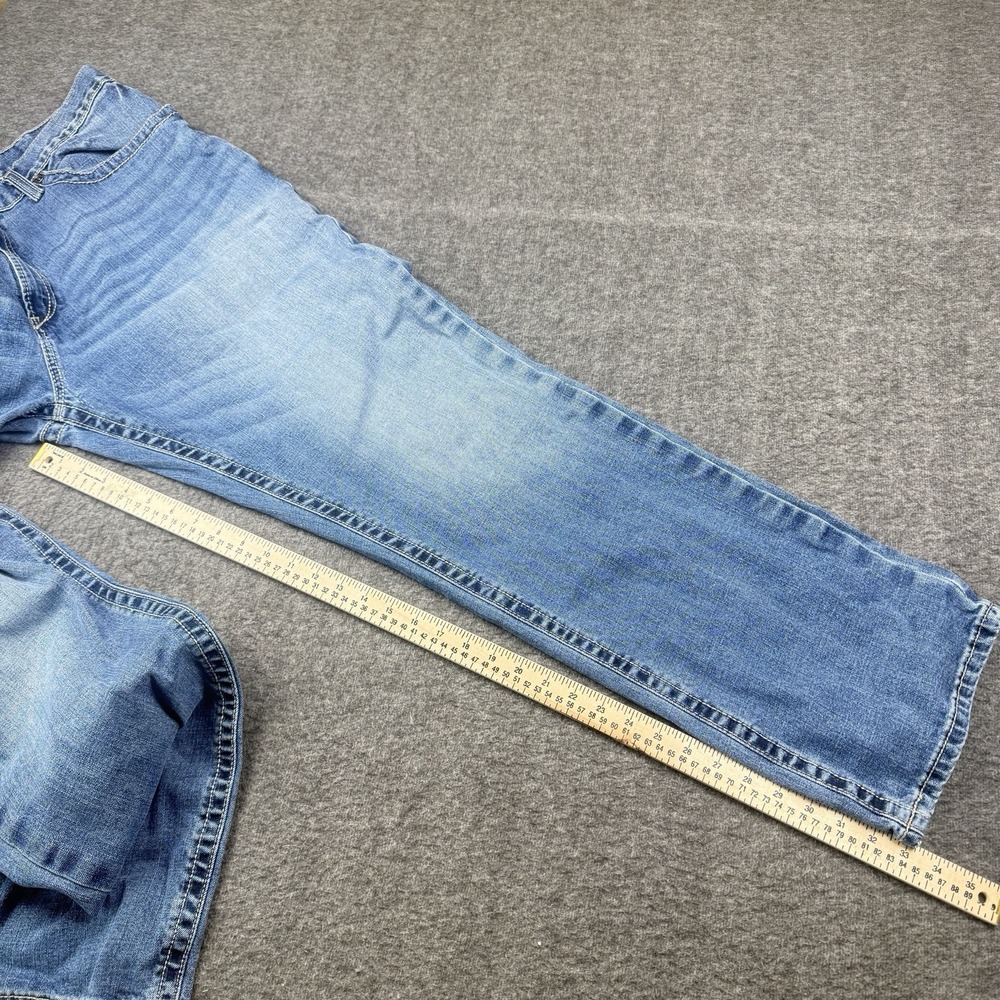 Ariat Rebar M4 Jeans Mens 42x34 Relaxed Boot Cut Workwear Distressed Whiskers - Picture 6 of 9